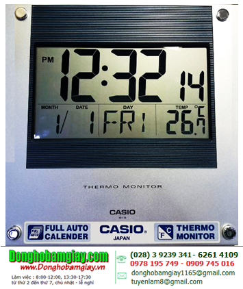 Casio ID-11-2DF; Đồng hồ Treo tường xem giờ Casio ID-11-2DF màn hình hiển thị Thứ-Ngày-Tháng và Nhiệt độ môi trường / Giờ-Phút-Giây |Bảo hành 01năm
